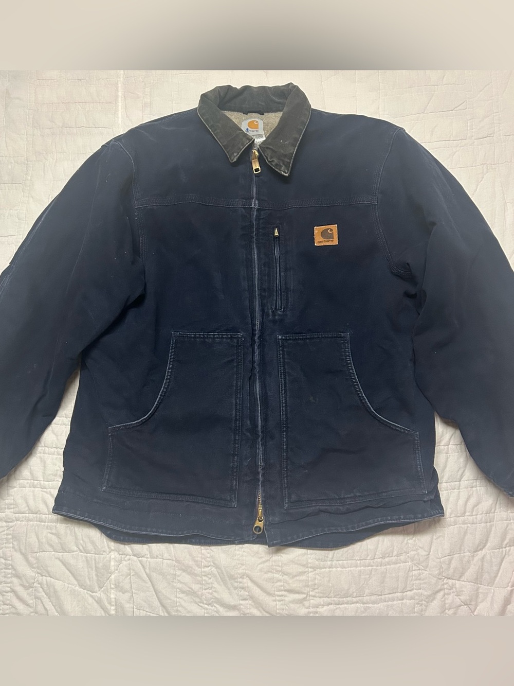 Vintage Carhartt C61 MDT Sandstone Ridge Coat Men's L Sherpa Lined Navy 2004 Y2K